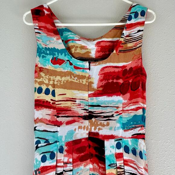 AGB colorful high neck pleated skirt maxi long resort wear vacation sun dress Sm - Picture 9 of 14